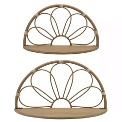 Kirklands Home Brown Metal Arched Flower Wall Shelves, Set of 2 Outlet