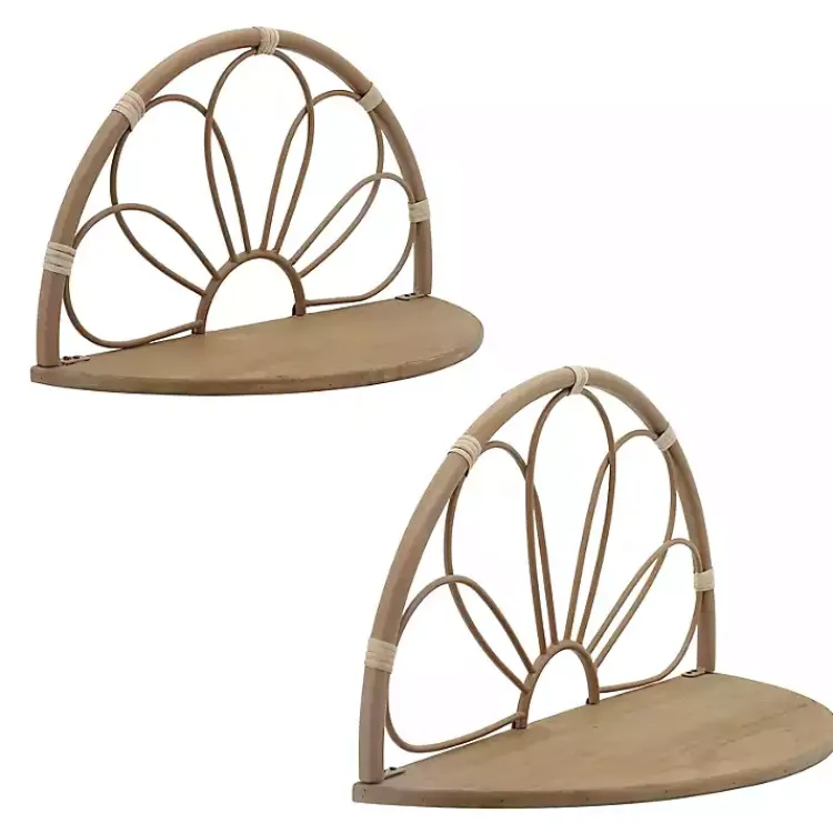 Kirklands Home Brown Metal Arched Flower Wall Shelves, Set of 2 Outlet