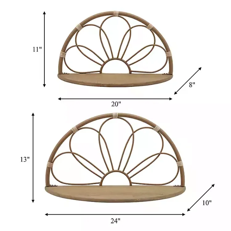 Kirklands Home Brown Metal Arched Flower Wall Shelves, Set of 2 Outlet