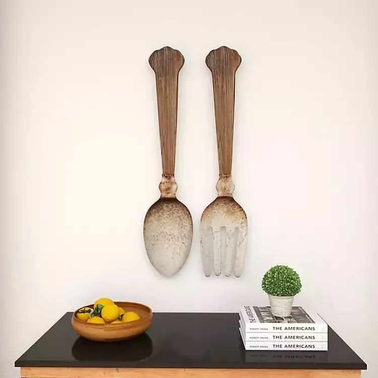 Kirklands Home Metal Utensils Wall Plaques, Set of 2 Brown Outlet