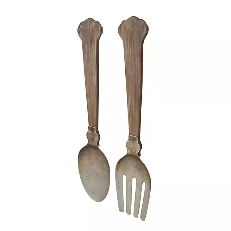 Kirklands Home Metal Utensils Wall Plaques, Set of 2 Brown Outlet