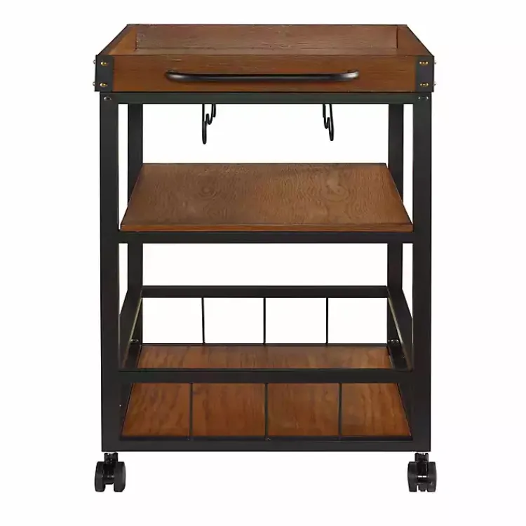 Kirklands Home Brown Norcross Industrial Rolling Bar Cart Discount