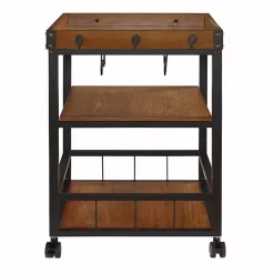 Kirklands Home Brown Norcross Industrial Rolling Bar Cart Discount