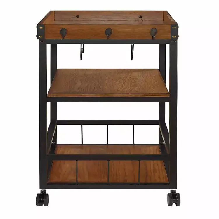 Kirklands Home Brown Norcross Industrial Rolling Bar Cart Discount