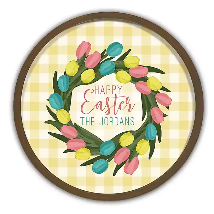 Easter Decorations>Kirklands Home Brown Personalized Happy Easter Tulip Wall Plaque