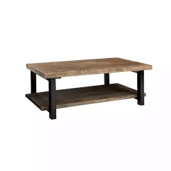 Kirklands Home Pine Wood and Metal Coffee Table Brown Best