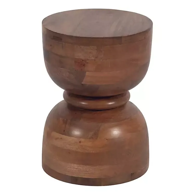 Kirklands Home Polished Wood Hourglass Accent Table Brown Discount