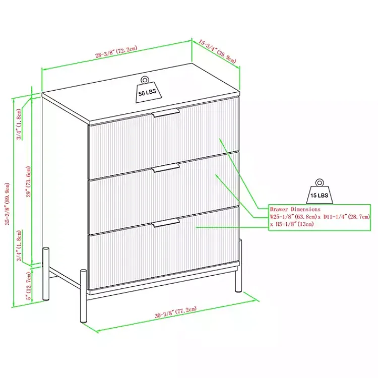 Kirklands Home Reeded 3-Drawer Dresser Brown Best