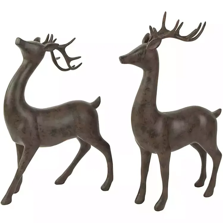 Christmas Decorations>Kirklands Home Reindeer Figurines, Set of 2 Brown