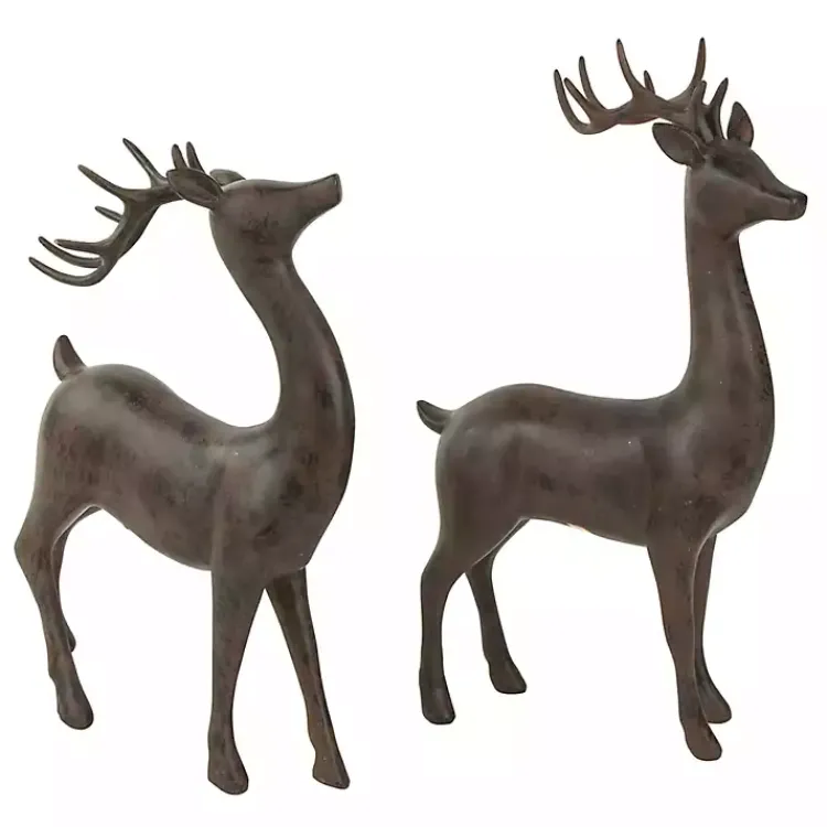 Christmas Decorations>Kirklands Home Reindeer Figurines, Set of 2 Brown