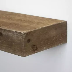 Kirklands Home Brown Rustic Floating Wooden Shelf Outlet