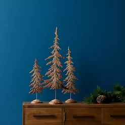 Christmas Decorations>Kirklands Home Rustic Metal Cutout Trees, Set of 3 Brown