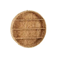 Kirklands Home Brown Sea Grass Woven Round Wall Shelf Outlet