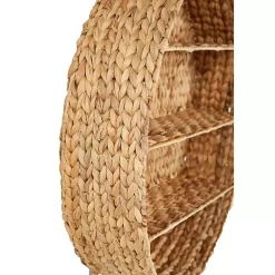 Kirklands Home Brown Sea Grass Woven Round Wall Shelf Outlet