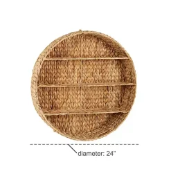 Kirklands Home Brown Sea Grass Woven Round Wall Shelf Outlet