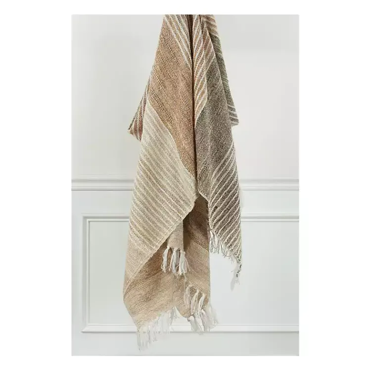 Blankets & Throws>Kirklands Home Stripe Woven Throw Brown