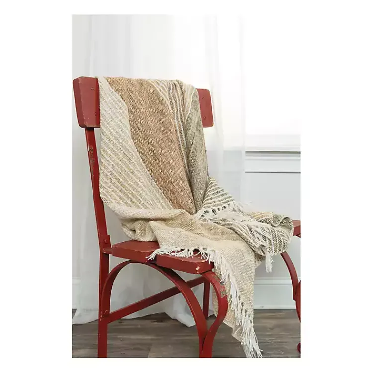 Blankets & Throws>Kirklands Home Stripe Woven Throw Brown