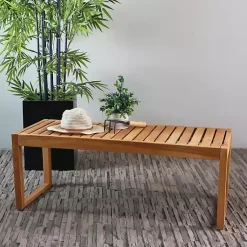 Kirklands Home Teak Wood Slatted Outdoor Coffee Table Brown Discount