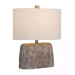 Kirklands Home Brown Textured Oval Shade Table Lamp Ivory Sale