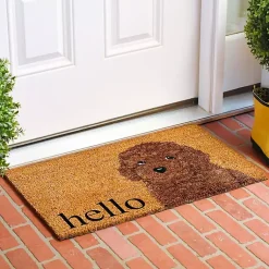 Kirklands Home Toy Poodle Hello Doormat Brown Sale