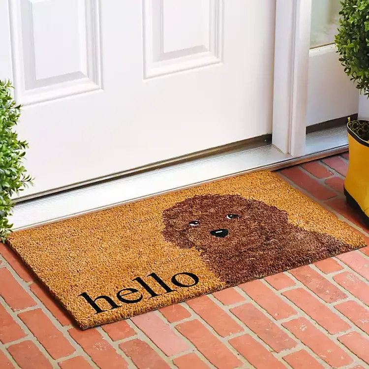 Kirklands Home Toy Poodle Hello Doormat Brown Sale