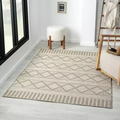 Kirklands Home Transitional Stripes Indoor/Outdoor Rug, 5x7 Brown Best