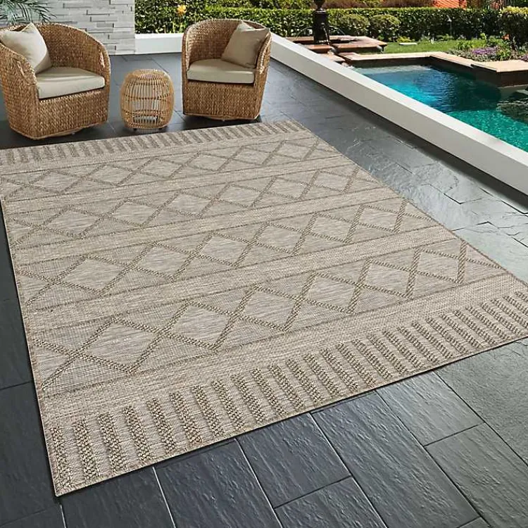 Kirklands Home Brown Transitional Stripes Outdoor Rug, 8x10 Best