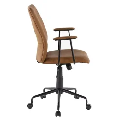 Kirklands Home Tufted Faux Leather Office Chair Brown