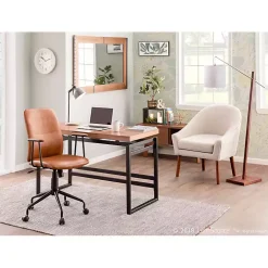 Kirklands Home Tufted Faux Leather Office Chair Brown