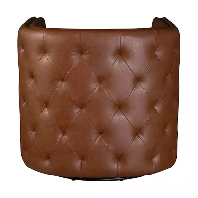Kirklands Home Tufted Faux Leather Barrel Swivel Chair Brown Online