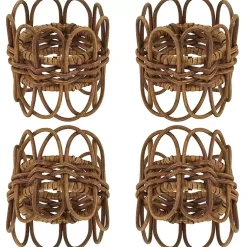 Kirklands Home Twisted Rattan Napkin Rings, Set of 4 Brown Sale