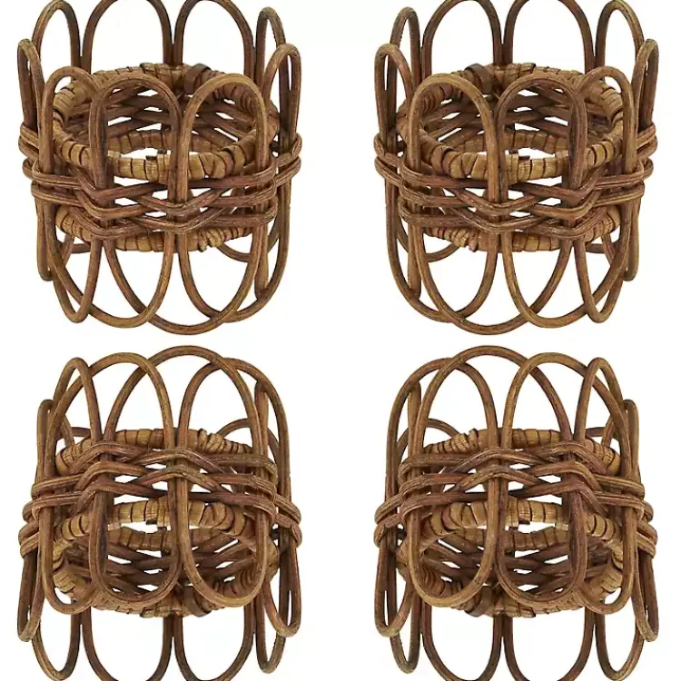 Kirklands Home Twisted Rattan Napkin Rings, Set of 4 Brown Sale