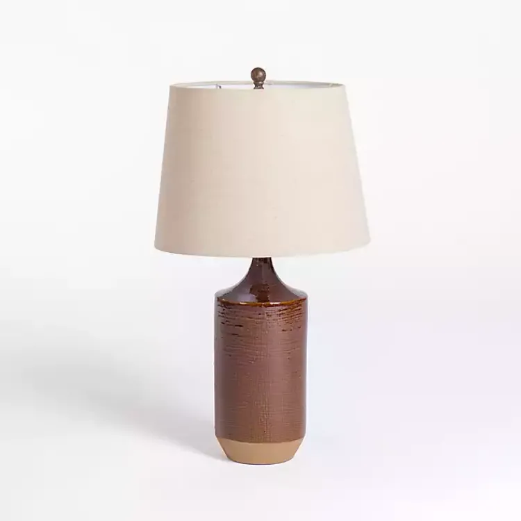 Kirklands Home Brown Two Tone Ceramic Table Lamp Tan