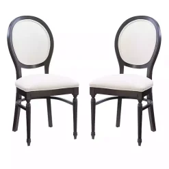 Kirklands Home Brown Upholstered Oval Dining Chairs, Set of 2 White