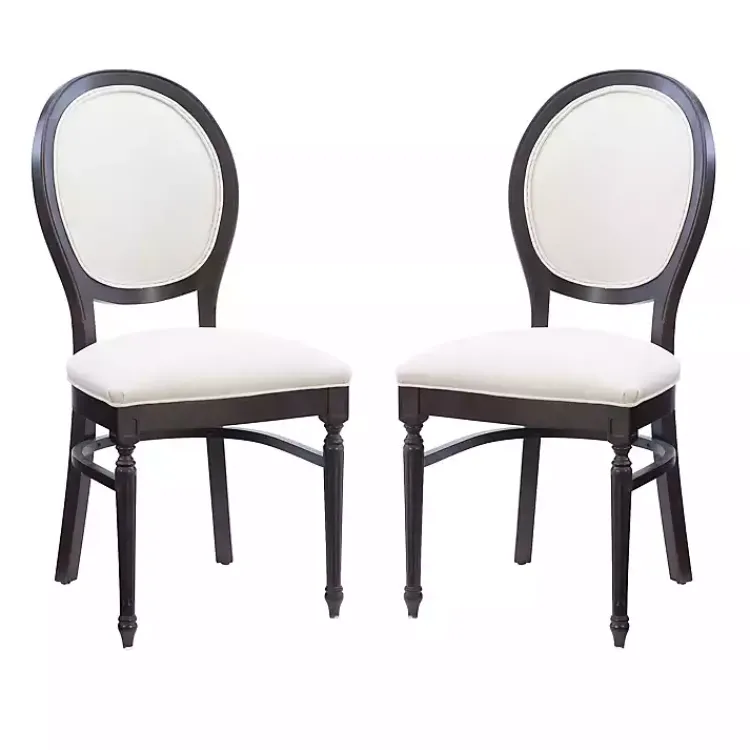 Kirklands Home Brown Upholstered Oval Dining Chairs, Set of 2 White