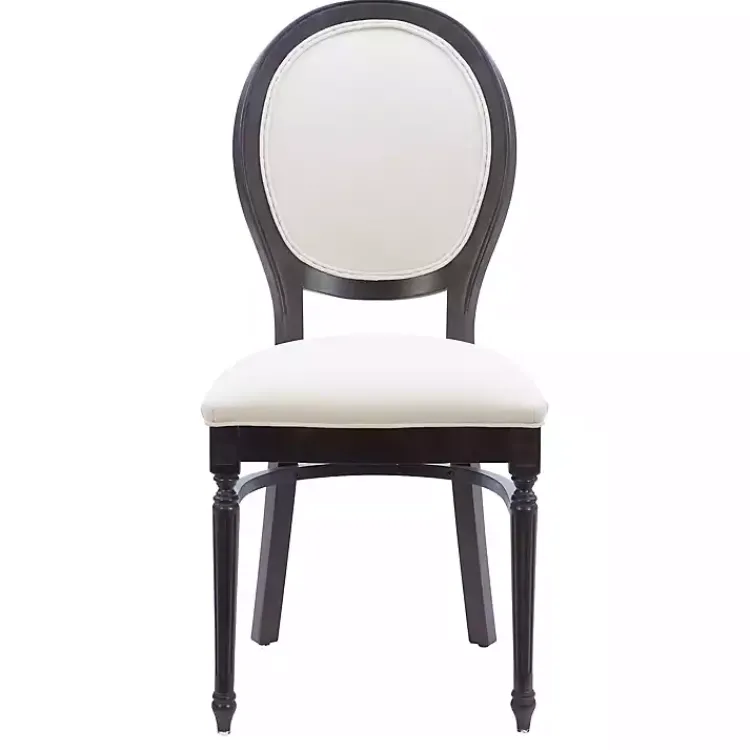 Kirklands Home Brown Upholstered Oval Dining Chairs, Set of 2 White