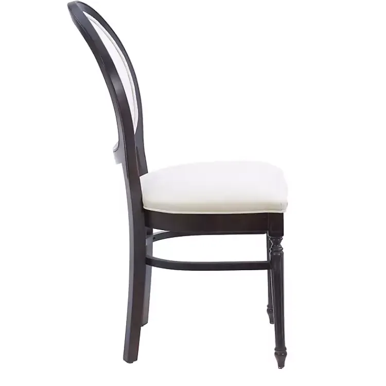 Kirklands Home Brown Upholstered Oval Dining Chairs, Set of 2 White