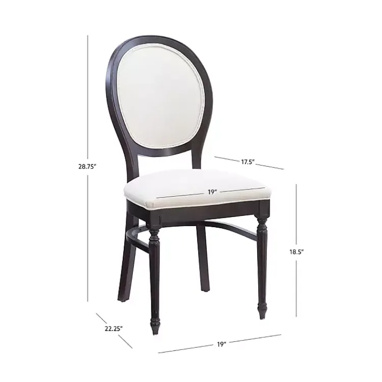 Kirklands Home Brown Upholstered Oval Dining Chairs, Set of 2 White