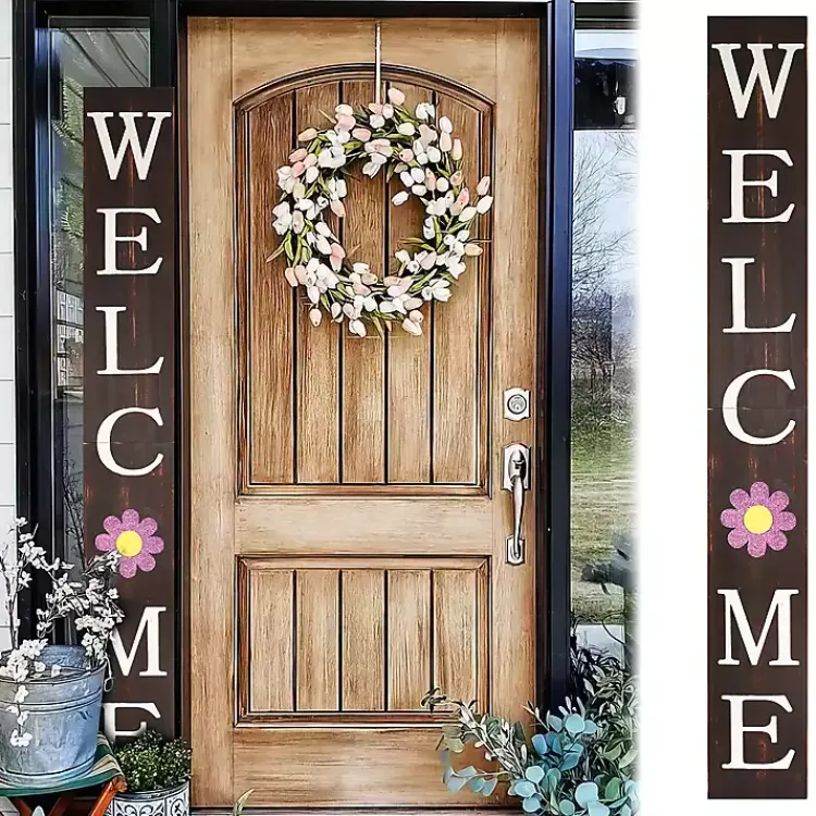 Kirklands Home Welcome Spring Porch Board Brown Hot