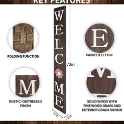 Kirklands Home Welcome Spring Porch Board Brown Hot