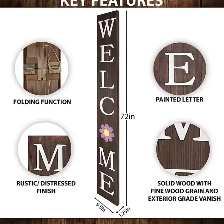 Kirklands Home Welcome Spring Porch Board Brown Hot