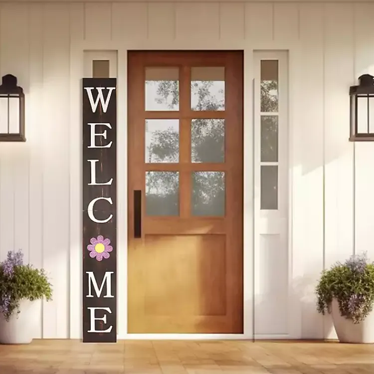 Kirklands Home Welcome Spring Porch Board Brown Hot