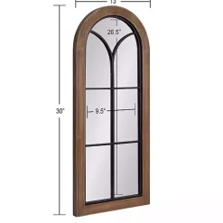 Kirklands Home Windowpane Arch Geoffrey Mirror Brown New