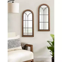 Kirklands Home Windowpane Arch Geoffrey Mirror Brown New