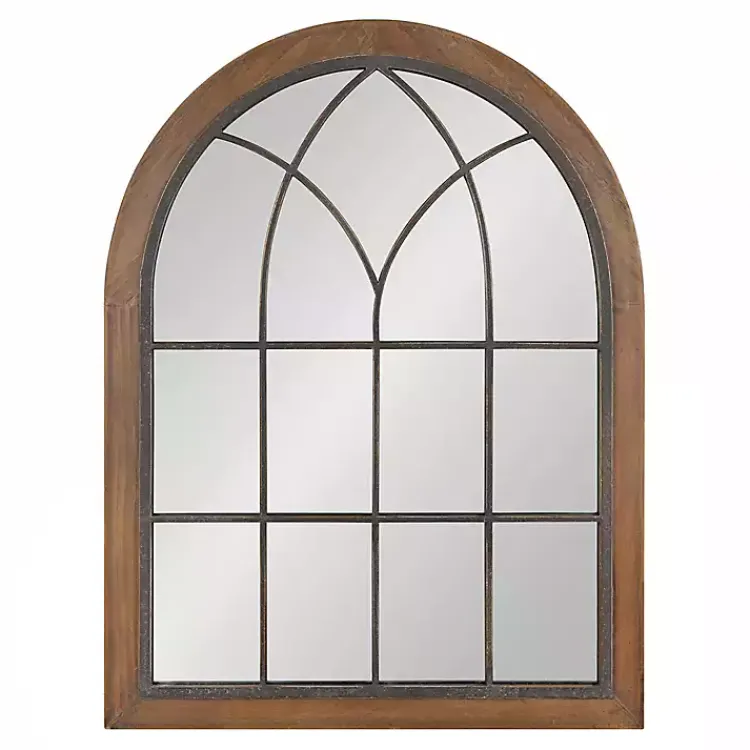 Kirklands Home Windowpane Arch Nala Mirror Brown Outlet