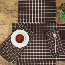 Fall>Kirklands Home Brown Windowpane Plaid Table Runner