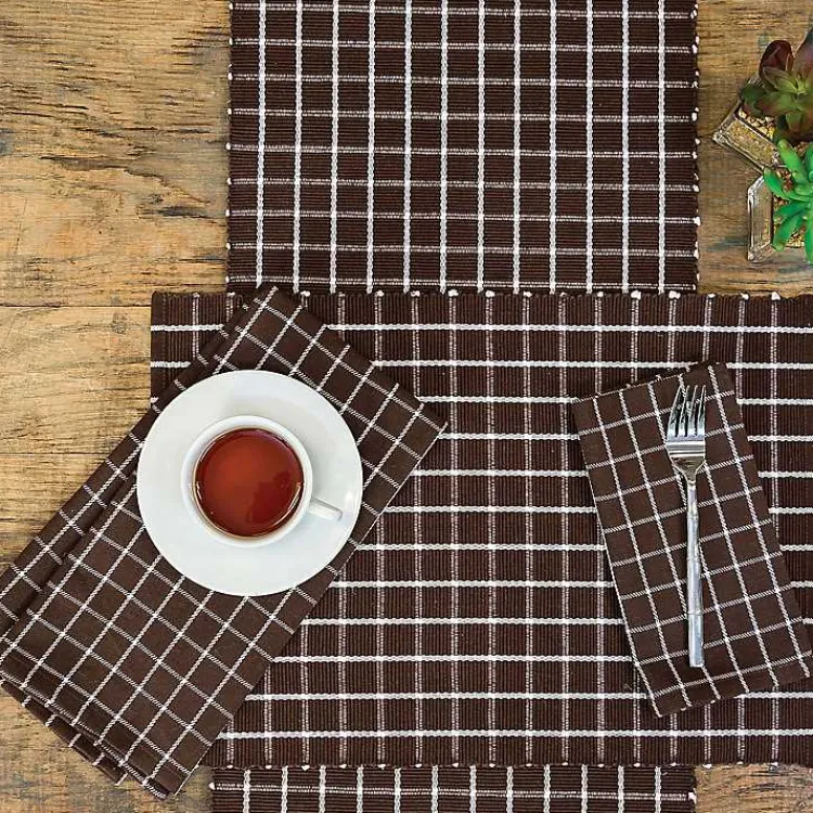 Fall>Kirklands Home Brown Windowpane Plaid Table Runner