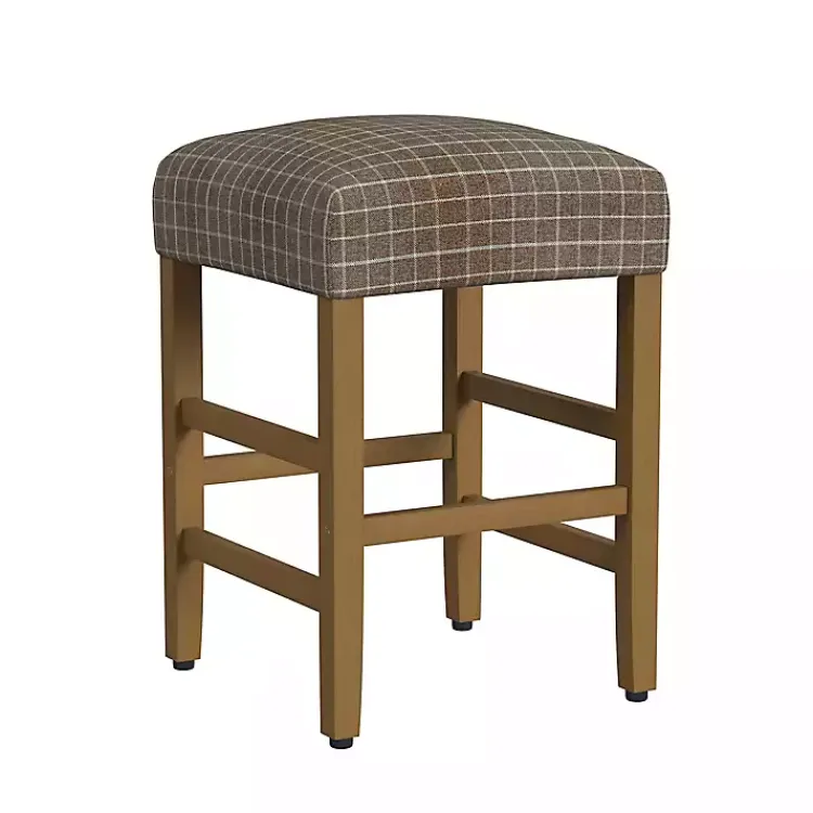Kirklands Home Windowpane Upholstered Counter Stool Brown New