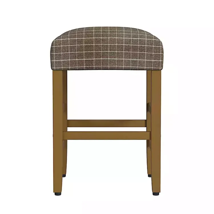 Kirklands Home Windowpane Upholstered Counter Stool Brown New