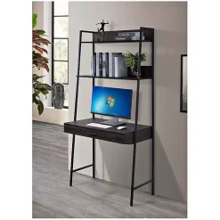 Kirklands Home Wood & Black Metal 2-Shelf Desk Brown Online
